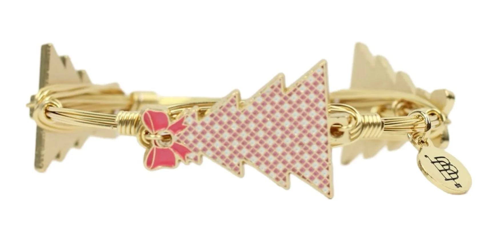 The Pink Gingham Tree Bangle Bracelet sold by Bourbon and Bowties