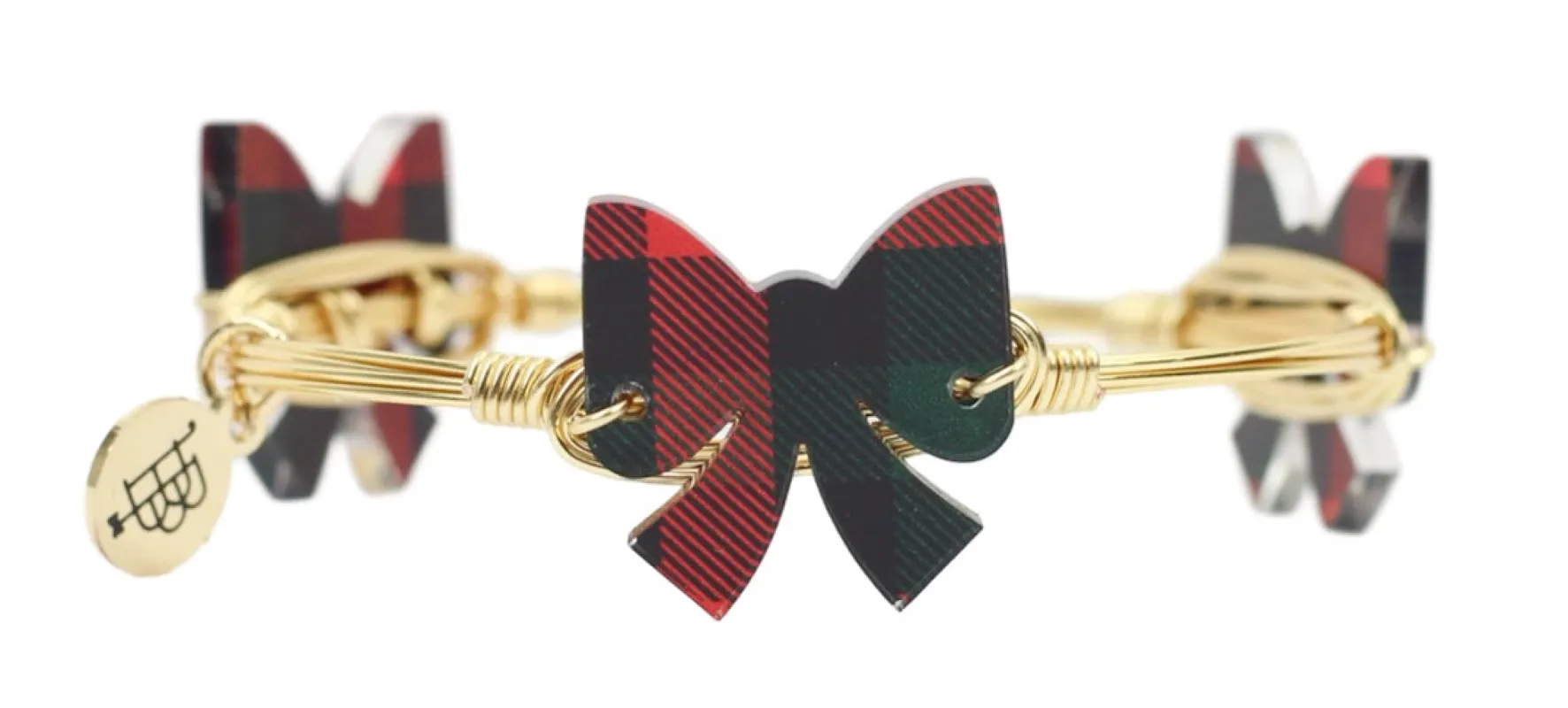 Christmas Plaid Bow Bangle Bracelet sold by Bourbon and Bowties