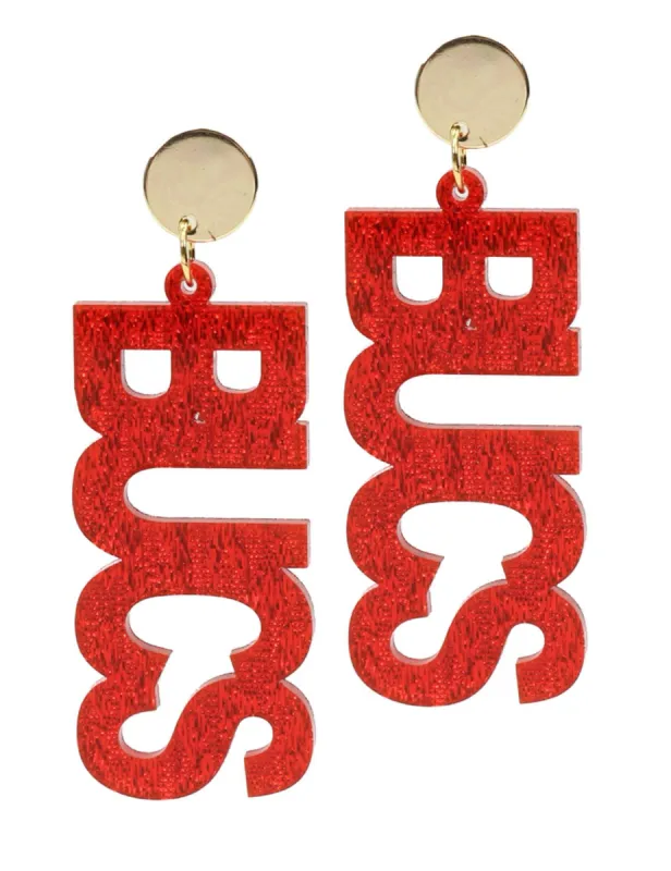 Bucs Acrylic Earring - Red Shimmer sold by Bourbon and Bowties
