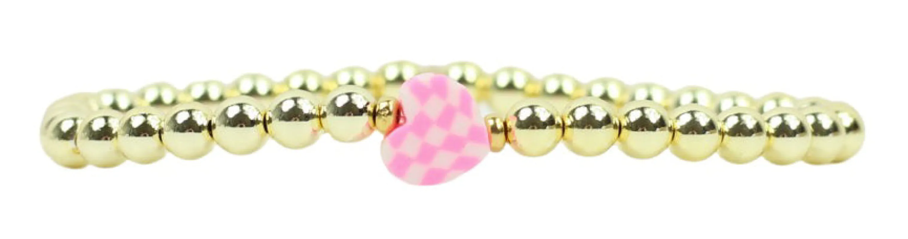 Stacker Stretch Bracelet - Pink Checkered Heart sold by Bourbon and Bowties