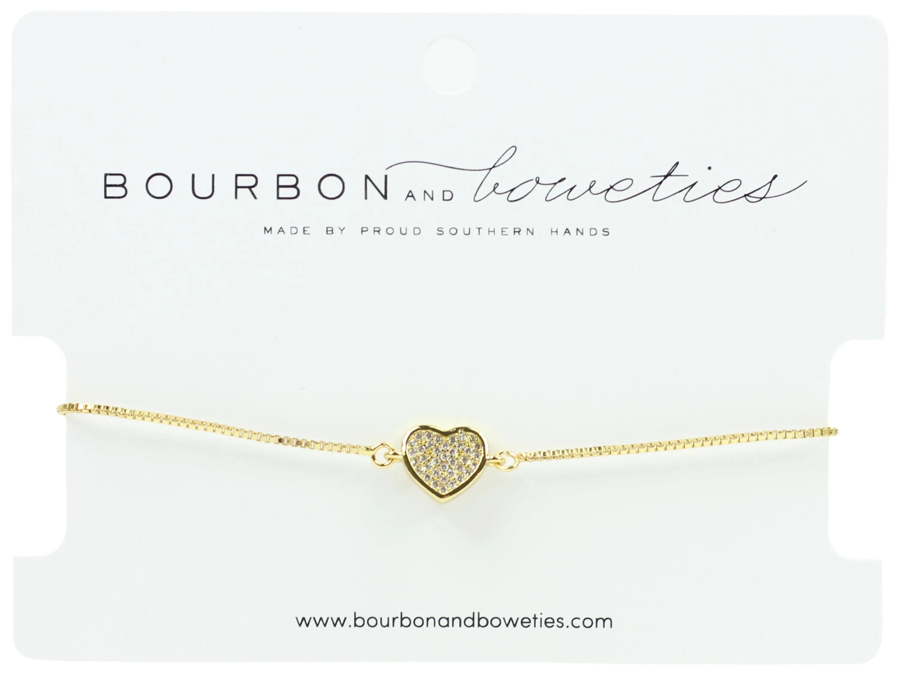 Rhinestone Heart Adjustable Bracelet sold by Bourbon and Bowties