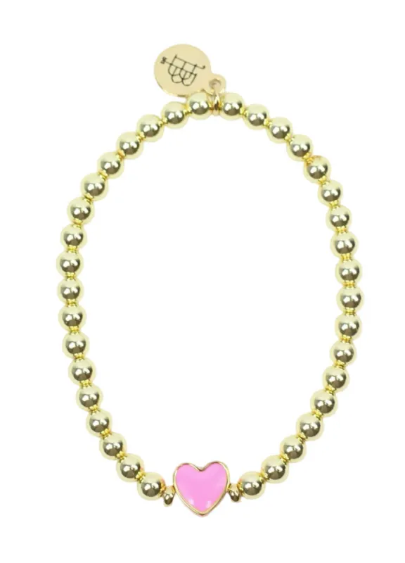 Stacker Stretch Bracelet - Pink Heart sold by Bourbon and Bowties