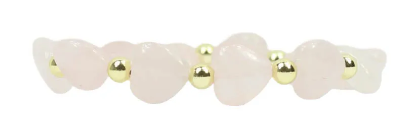 Shelby Stretch Bracelet - Rose Quartz Hearts sold by Bourbon and Bowties