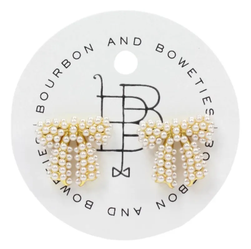 Pearl Bow Stud Earring sold by Bourbon and Bowties