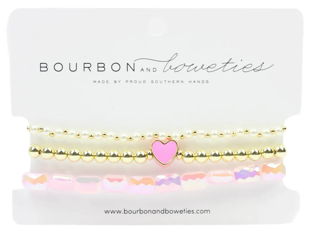 I <3 You Stretchy Stack - Pink sold by Bourbon and Bowties
