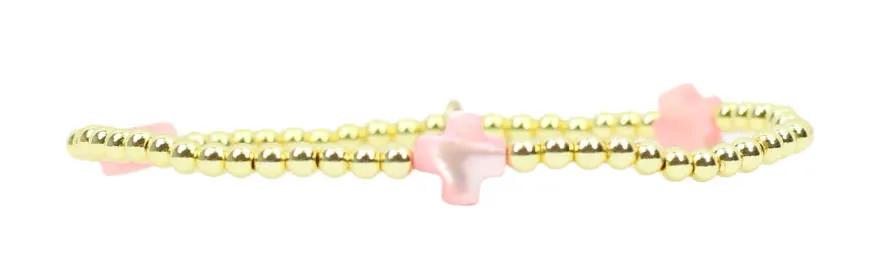 Ella Stacker Stretch Bracelet - Blush Cross sold by Bourbon and Bowties