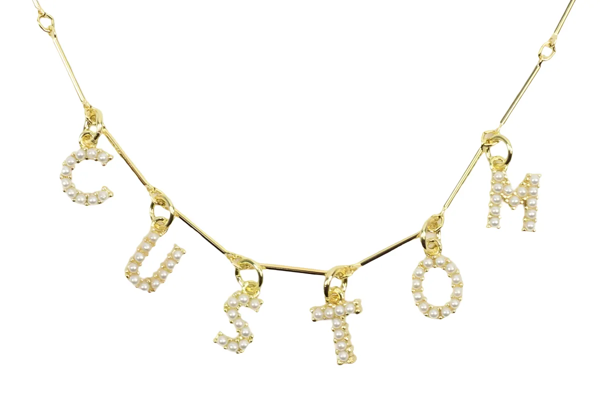 Custom Name Necklace - Pearl sold by Bourbon and Bowties