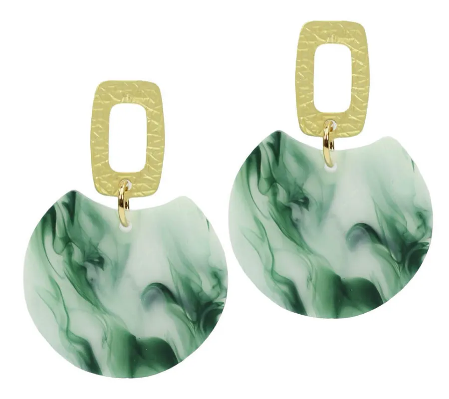 The Leighton Earring - Green Marble sold by Bourbon and Bowties