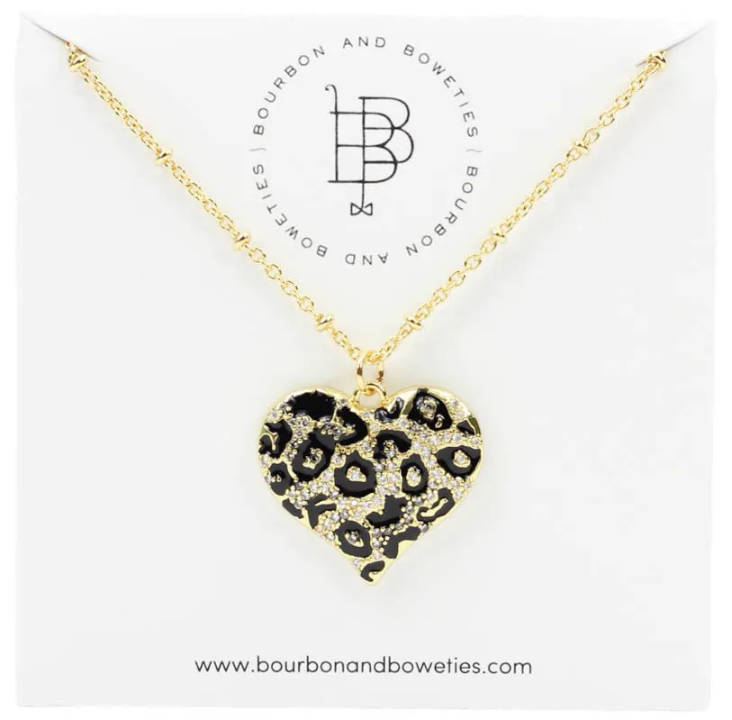 The Cheetah Heart Necklace - Black sold by Bourbon and Bowties