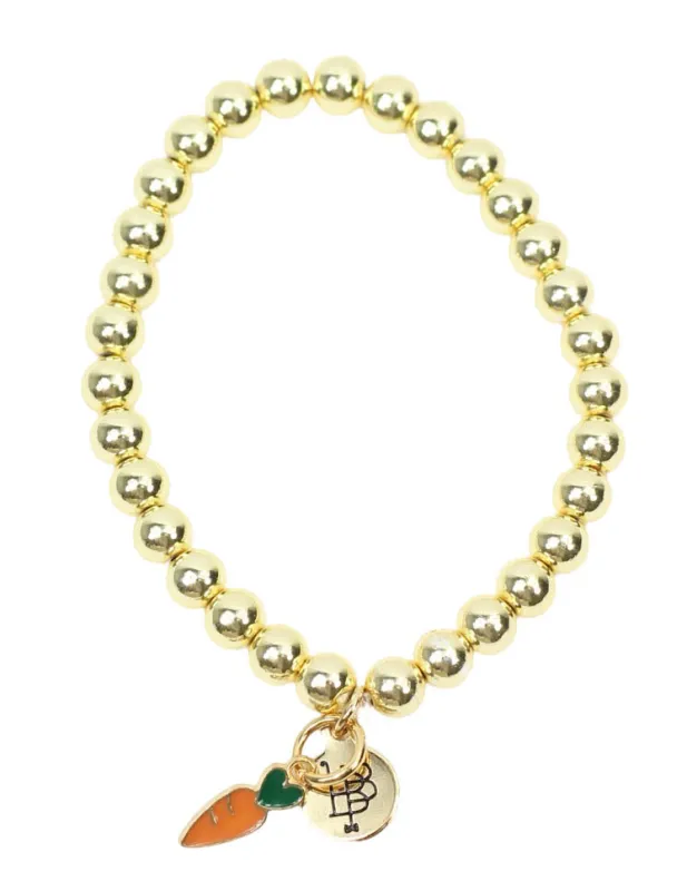 Stacker Stretch Bracelet - Gold w/ carrot charm sold by Bourbon and Bowties