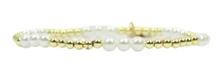 Stacker Stretch Bracelet - Mini Pearl + Gold Mix sold by Bourbon and Bowties