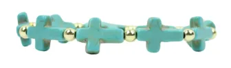 Stacker Stretch Bracelet - Turquoise Cross sold by Bourbon and Bowties
