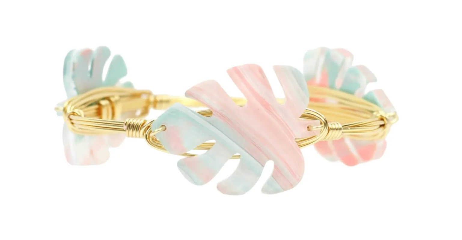 Pink Sands Palm Bangle Bracelet sold by Bourbon and Bowties