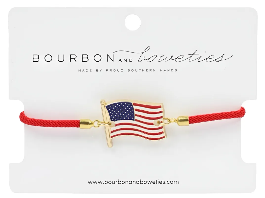 American Flag Adjustable Bracelet made by Bourbon and Bowties