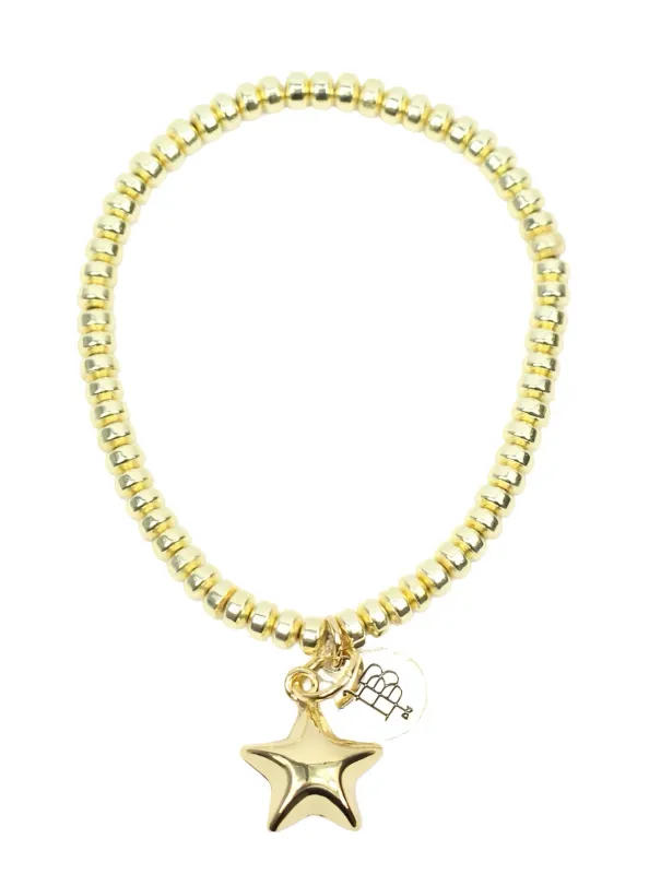 Stacker Stretch Bracelet - Gold Slice w/ Star Charm sold by Bourbon and Bowties