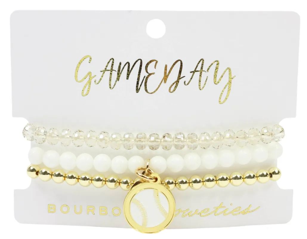 Baseball Stretchy Stack - White sold by Bourbon and Bowties