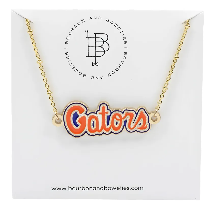 The Florida Gators Script Necklace sold by Bourbon and Bowties
