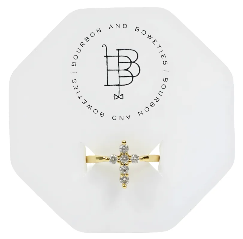 The Rhinestone Cross Ring sold by Bourbon and Bowties