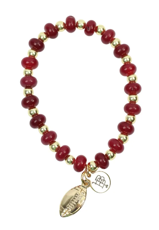 Annie Stacker Bracelet - Maroon with Football Charm sold by Bourbon and Bowties
