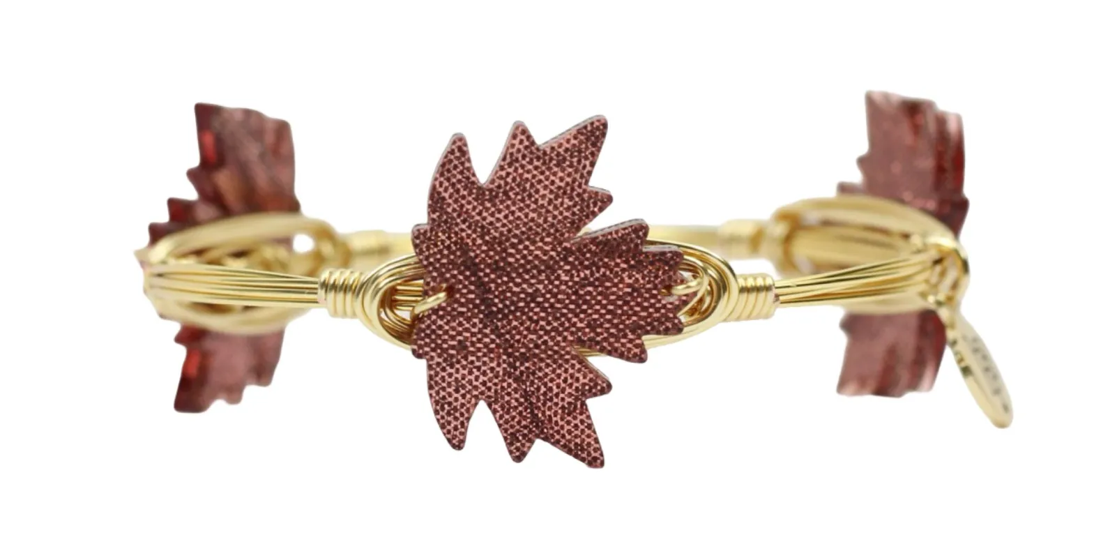 The Shimmer Leaf Bangle Bracelet sold by Bourbon and Bowties