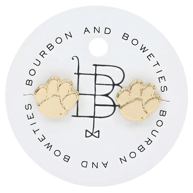 Clemson Tigers Paw Earring - Gold sold by Bourbon and Bowties
