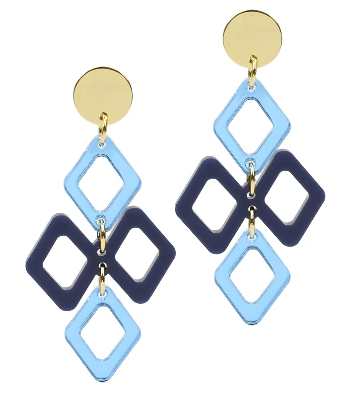 The Alexa Earring - Navy + Light Blue sold by Bourbon and Bowties