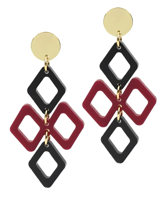 The Alexa Earring - Garnet + Black sold by Bourbon and Bowties