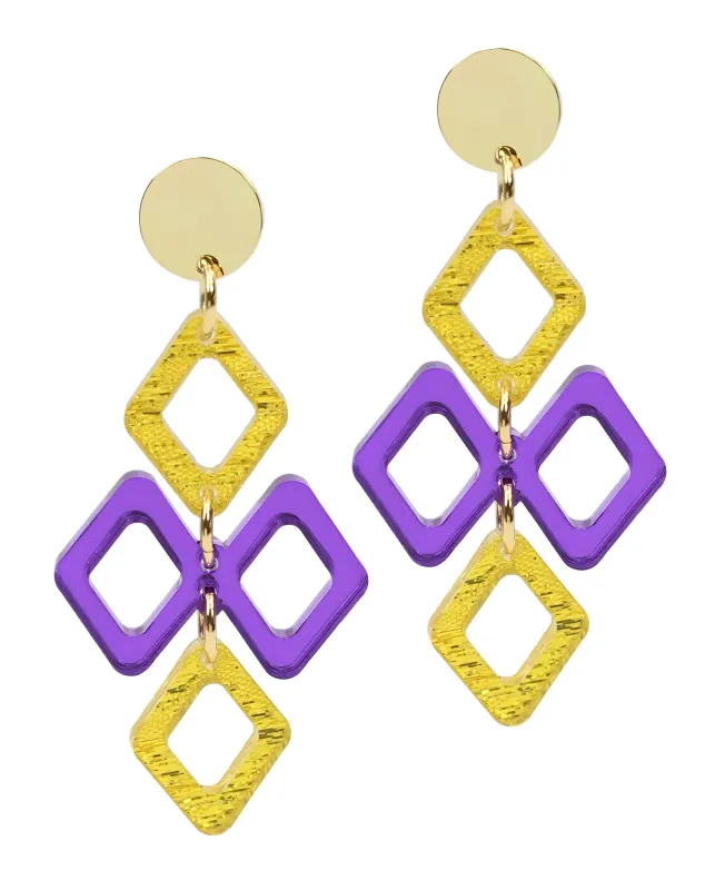The Alexa Earring - Purple + Gold sold by Bourbon and Bowties