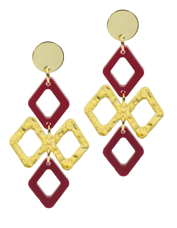 The Alexa Earring - Garnet + Gold sold by Bourbon and Bowties