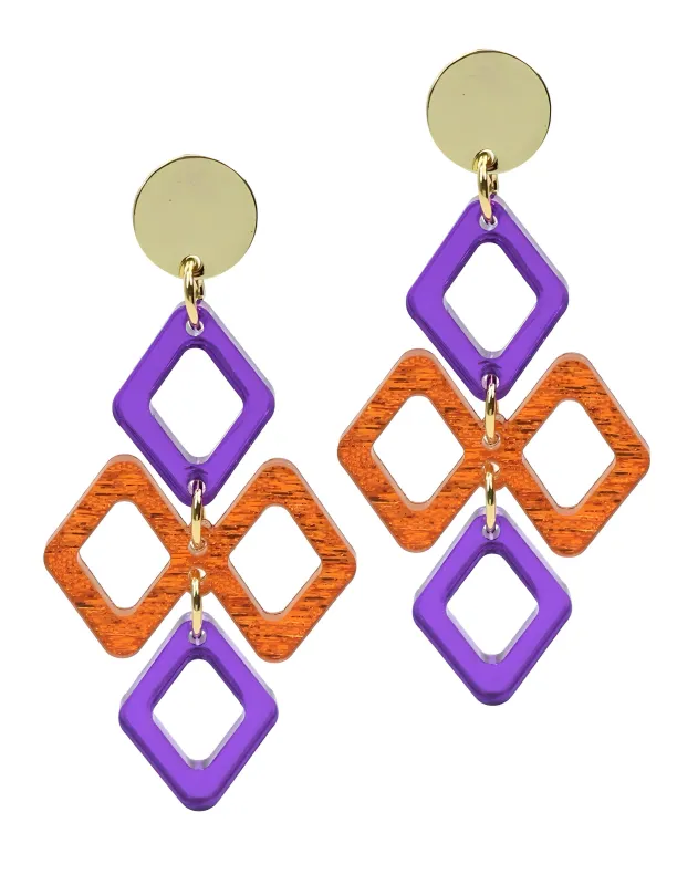 The Alexa Earring - Purple + Orange sold by Bourbon and Bowties