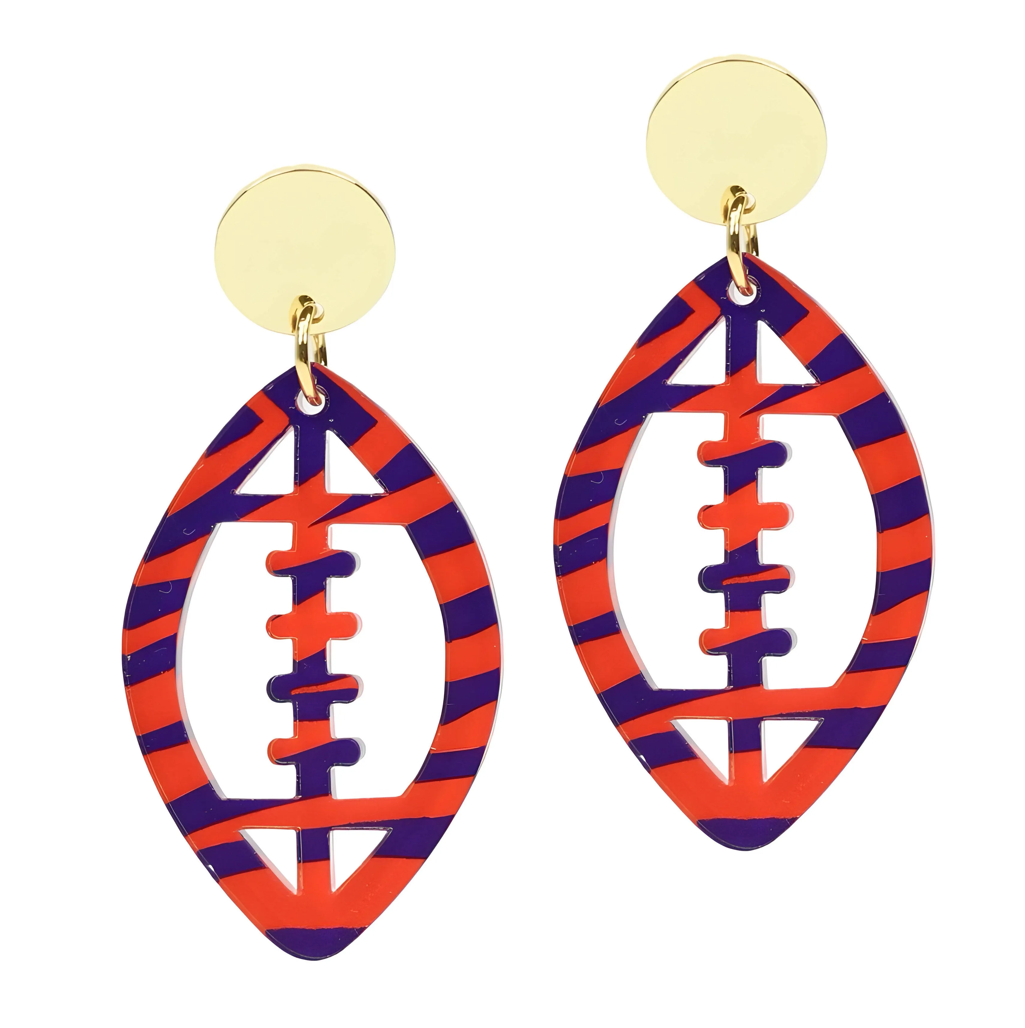 Acrylic Football Earring - Tiger sold by Bourbon and Bowties