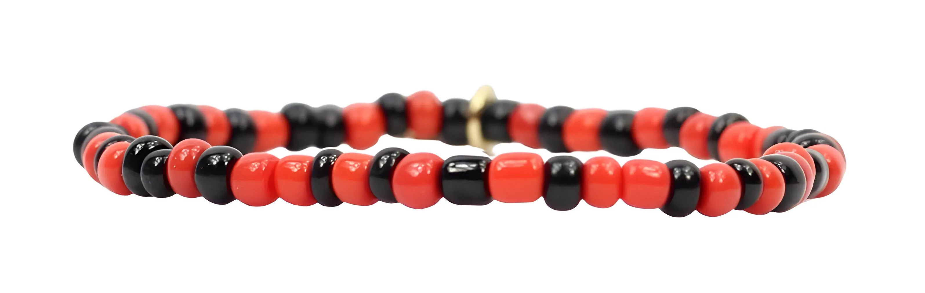 Stacker Stretch Bracelet - Black + Red Seed Bead sold by Bourbon and Bowties