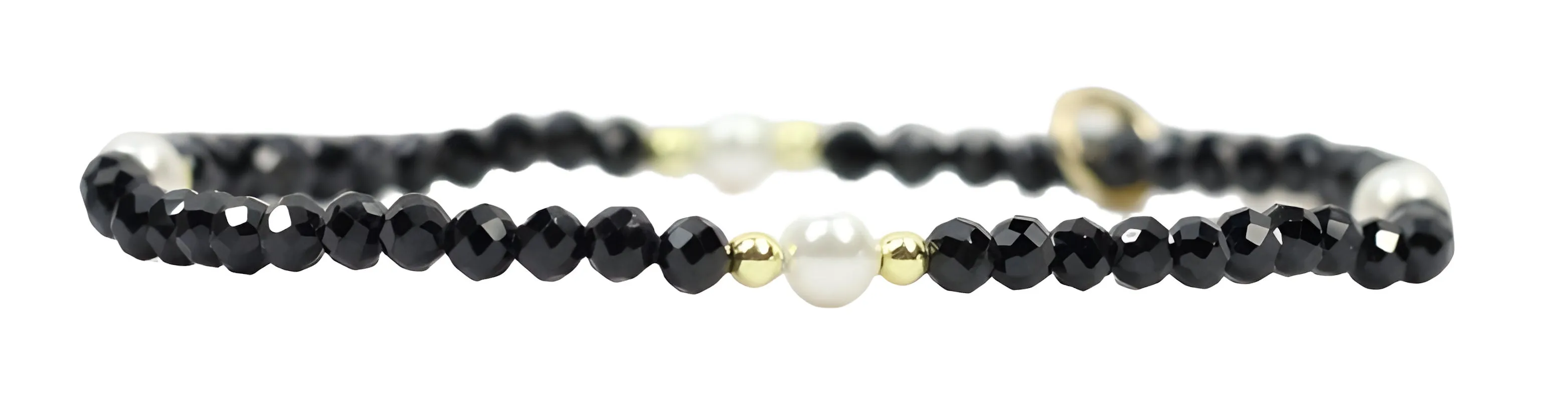 Stacker Stretch Bracelet - Micro Black + Pearl sold by Bourbon and Bowties