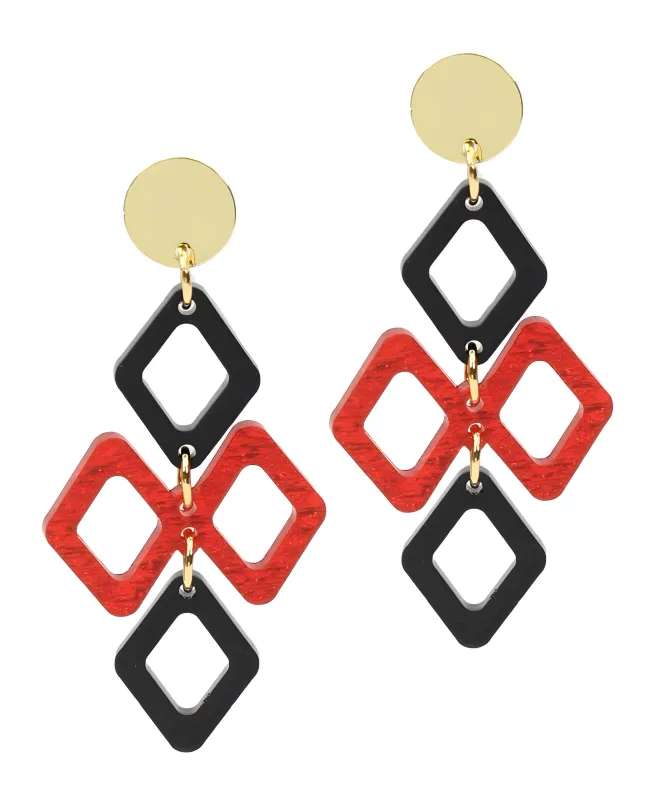 The Alexa Earring - Red + Black sold by Bourbon and Bowties