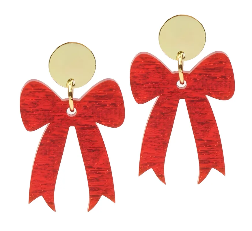 Holiday Bow Earring - Red sold by Bourbon and Bowties