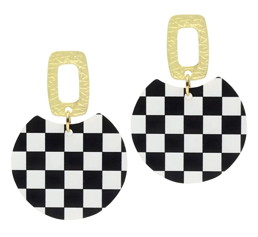 The Leighton Earring - Black Checkered sold by Bourbon and Bowties