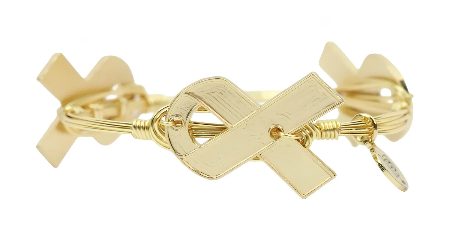 Awareness Ribbon Bangle Bracelet - Gold sold by Bourbon and Bowties