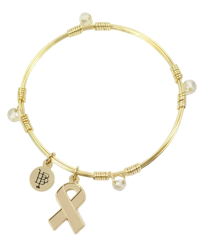 Awareness Ribbon Bangle Stacker - Gold sold by Bourbon and Bowties