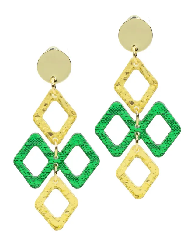 The Alexa Earring - Green + Gold sold by Bourbon and Bowties