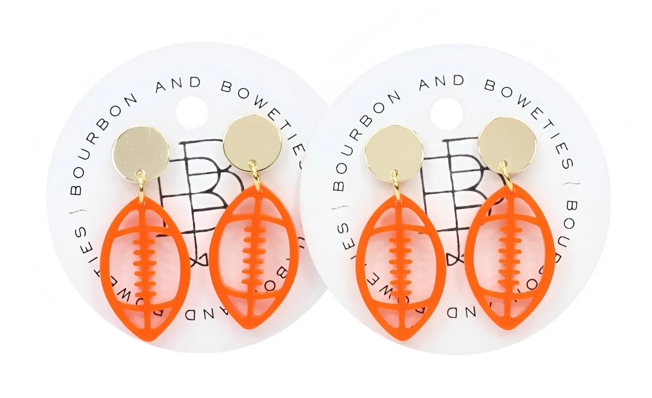 BOGO Football Earrings - Orange sold by Bourbon and Bowties