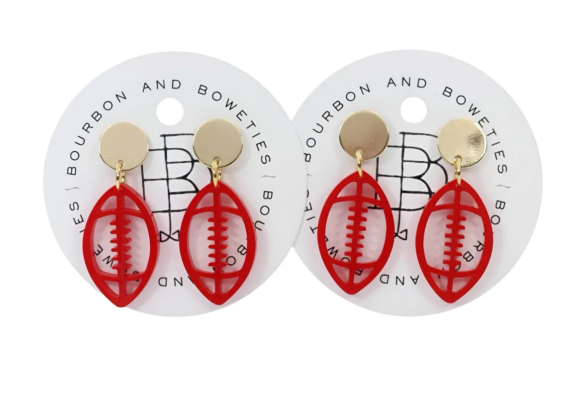 BOGO Football Earrings - Red sold by Bourbon and Bowties