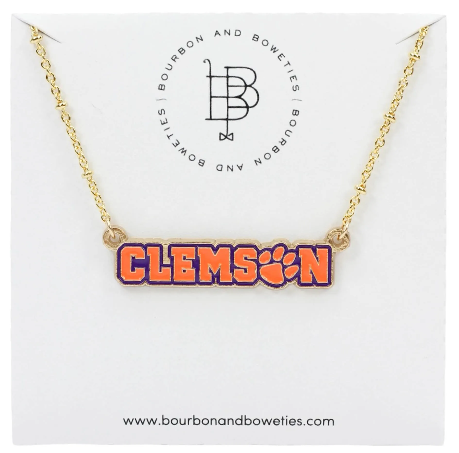 The Clemson Necklace sold by Bourbon and Bowties