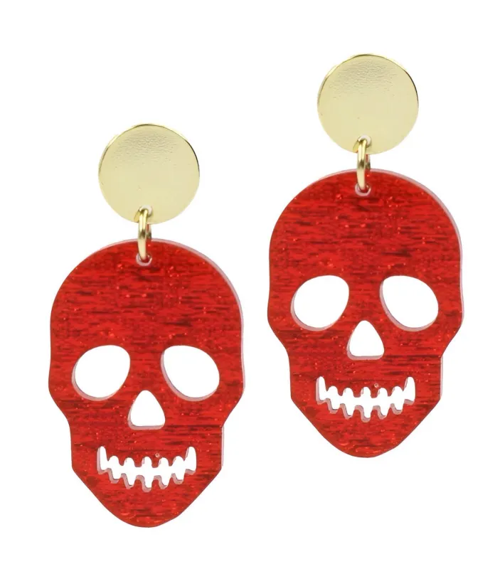 The Skull Earring - Red sold by Bourbon and Bowties