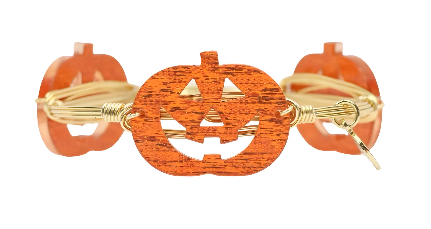 The Jack-O-Lantern Bangle Bracelet - Orange Shimmer sold by Bourbon and Bowties
