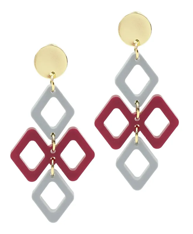 The Alexa Earring - Crimson + Grey sold by Bourbon and Bowties