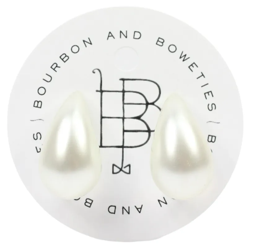 The Rollins Earring - Pearl sold by Bourbon and Bowties