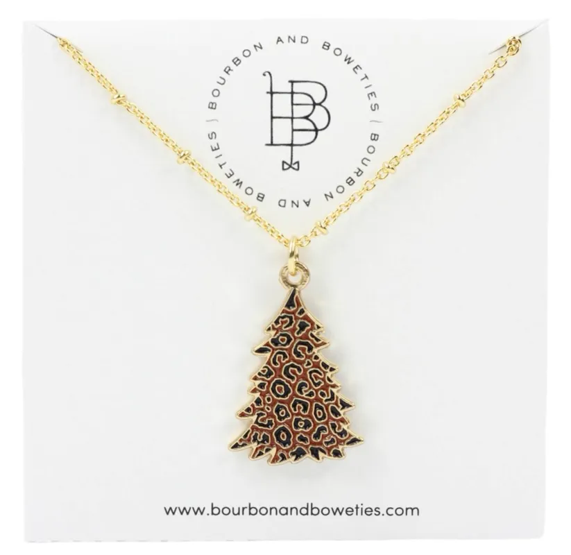 The Leopard Christmas Tree Necklace sold by Bourbon and Bowties
