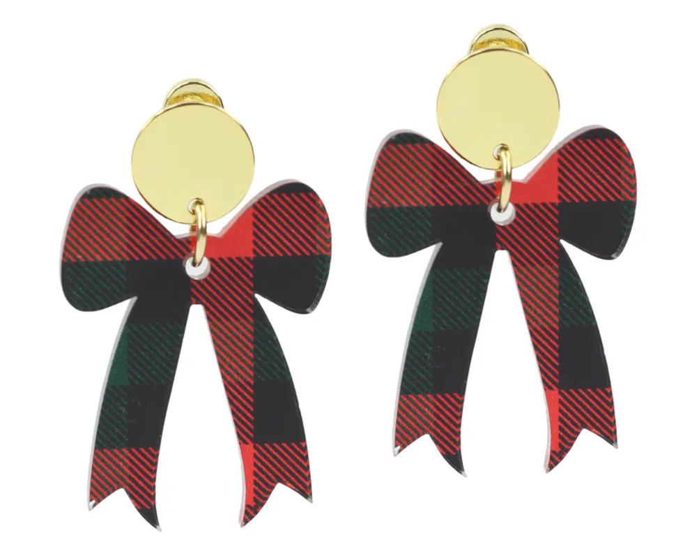 Holiday Bow Earring - Plaid sold by Bourbon and Bowties