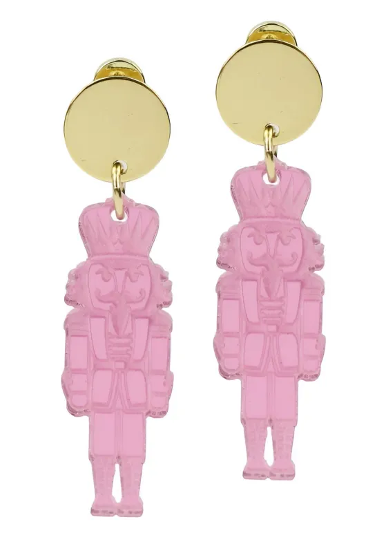 The Pink Mirror Nutcracker Earring sold by Bourbon and Bowties