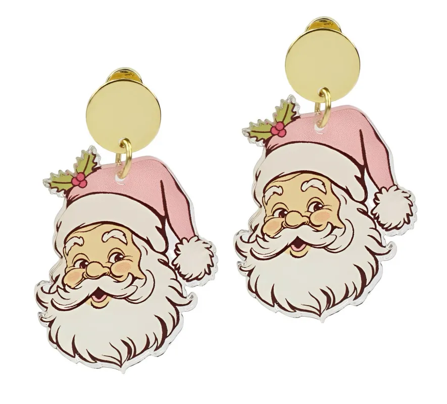 Santa Earring - Pink sold by Bourbon and Bowties